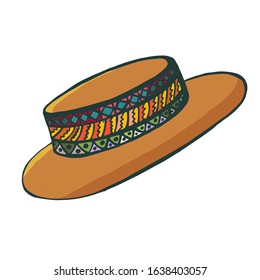 Hand drawn color vector sun hat