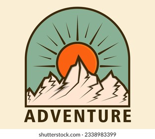 Hand Drawn Colored Adventure Logo Monoline Style