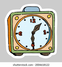 ilustración del reloj de alarma de color dibujado a mano en estilo doodle