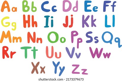 Hand drawn colored alphabet font vector. Suitable for print, postcard, sketchbook cover, poster, stickers, your design.