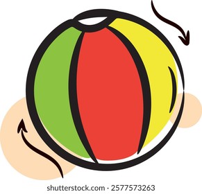 Hand drawn colored ball illustration, sports and entertainment vector