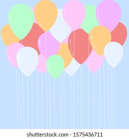Hand drawn colored balloons, design for Christmas and New Year greeting cards, wrapping paper, invitation, stationery, scrapbook, web site background