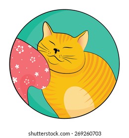 Hand drawn colored cat. Vector illustration.