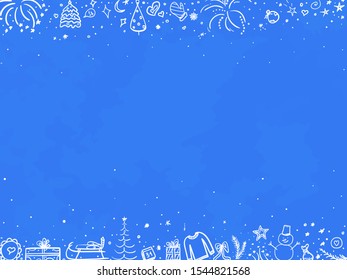 Hand drawn colored christmas background. Abstract xmas chalkboard