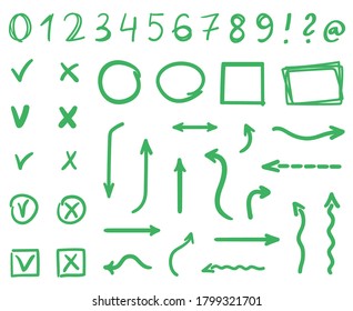 Hand drawn colored elements on isolated white. Hand drawn sketches