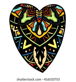 Hand drawn colored hearts in zentangle style. Pattern for coloring book. Coloring page for adult anti stress. Made by trace from sketch. Valentine's day background.