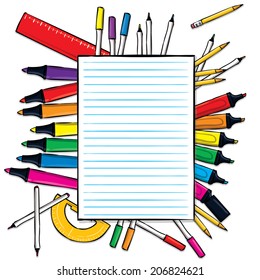 Hand drawn colored highlighters set. Vector illustration.