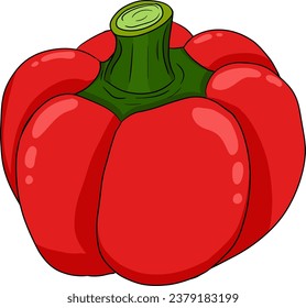 Hand drawn colored illustration of different types of pepper. Bell sweet peppers, paprika. Vegetables painted on white background. Vector sketch food.