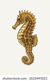 hand drawn colored illustration of a seahorse