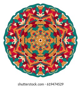 Hand drawn colored mandala. Decorative elements. Vector illustration. Oriental pattern. Islam, Arabic, Indian, turkish, pakistan, chinese, ottoman motifs