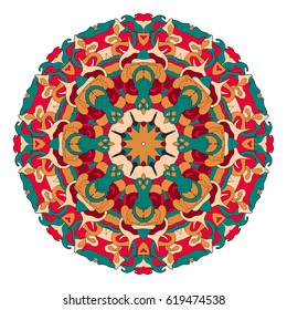 Hand drawn colored mandala. Decorative elements. Vector illustration. Oriental pattern. Islam, Arabic, Indian, turkish, pakistan, chinese, ottoman motifs