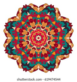 Hand drawn colored mandala. Decorative elements. Vector illustration. Oriental pattern. Islam, Arabic, Indian, turkish, pakistan, chinese, ottoman motifs