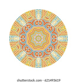 Hand drawn colored mandala. Decorative elements. Vector illustration. Islam, Arabic, Indian, turkish, pakistan, chinese, ottoman motifs