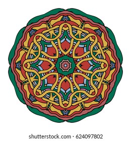 Hand drawn colored mandala. Decorative elements. Vector illustration. Islam, Arabic, Indian, turkish, pakistan, chinese, ottoman motifs