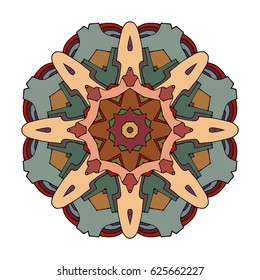 Hand drawn colored mandala. Decorative elements. Vector illustration. Oriental pattern. Islam, Arabic, Indian, turkish, pakistan, chinese, ottoman motifs