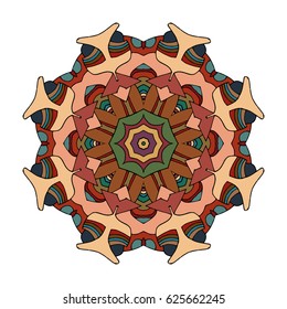 Hand drawn colored mandala. Decorative elements. Vector illustration. Oriental pattern. Islam, Arabic, Indian, turkish, pakistan, chinese, ottoman motifs