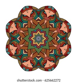 Hand drawn colored mandala. Decorative elements. Vector illustration. Oriental pattern. Islam, Arabic, Indian, turkish, pakistan, chinese, ottoman motifs