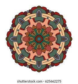 Hand drawn colored mandala. Decorative elements. Vector illustration. Oriental pattern. Islam, Arabic, Indian, turkish, pakistan, chinese, ottoman motifs