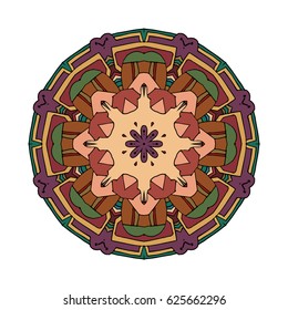 Hand drawn colored mandala. Decorative elements. Vector illustration. Oriental pattern. Islam, Arabic, Indian, turkish, pakistan, chinese, ottoman motifs
