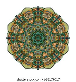 Hand drawn colored mandala. Decorative elements. Vector illustration. Islam, Arabic, Indian, turkish, pakistan, chinese, ottoman motifs
