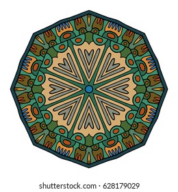 Hand drawn colored mandala. Decorative elements. Vector illustration. Islam, Arabic, Indian, turkish, pakistan, chinese, ottoman motifs
