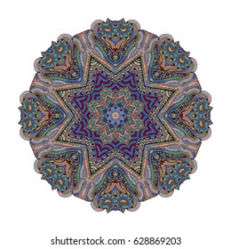 Hand drawn colored mandala. Decorative elements. Vector illustration. Islam, Arabic, Indian, turkish, pakistan, chinese, ottoman motifs