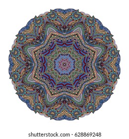 Hand drawn colored mandala. Decorative elements. Vector illustration. Islam, Arabic, Indian, turkish, pakistan, chinese, ottoman motifs