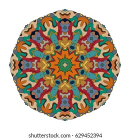 Hand drawn colored mandala. Decorative elements. Vector illustration. Islam, Arabic, Indian, turkish, pakistan, chinese, ottoman motifs
