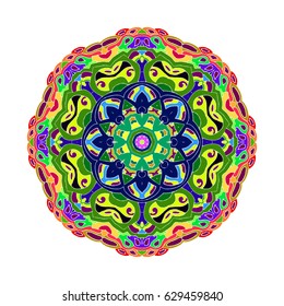 Hand drawn colored mandala. Decorative elements. Vector illustration. Islam, Arabic, Indian, turkish, pakistan, chinese, ottoman motifs
