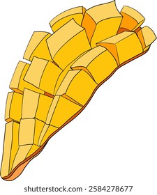Hand drawn colored mango. Tropical fruit vector illustration. Botanical vintage objects	