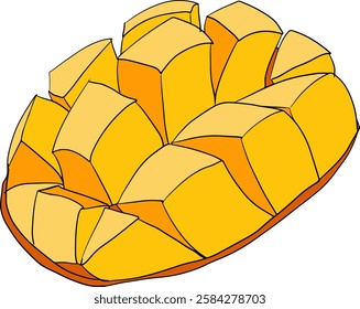 Hand drawn colored mango. Tropical fruit vector illustration. Botanical vintage objects	