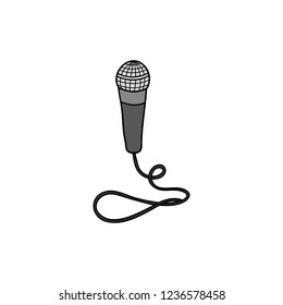 Hand drawn colored microphone isolated on white background.