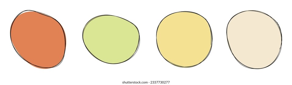 Hand drawn colored round blob vector illustration set