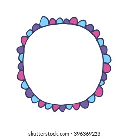 Hand drawn colored round doodle frame