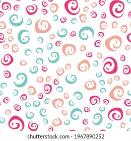 patrón transparente de espiral de color dibujado a mano
