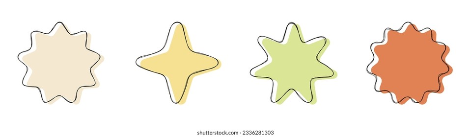 Hand drawn colored star banner vector set