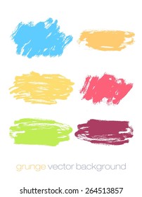 Texturas de colores dibujadas a mano y pinceles hechos con tinta. Vector. Aislado. 