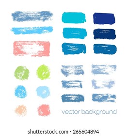 Hand Drawn colored textures and brushes made with ink. Vector. 