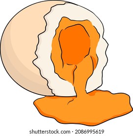 Hand drawn colored vector eggs. Scrambled, omelet, farm eggs. Drawing ingredients, rustic vector illustration
