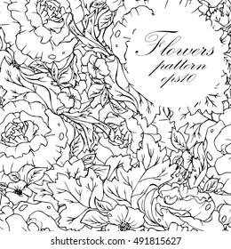 Hand drawn colored vector flowers isolated on white. Image for design cards, invitations, flyers, Wallpapers, booklets, posters, anti-stress coloring. EPS10. Seamless pattern.