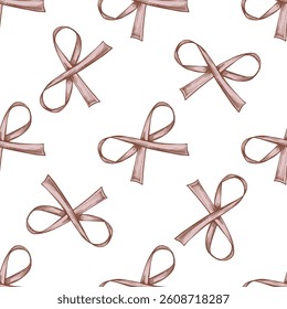 Hand drawn colored vintage seamless pattern of decorative ribbons