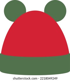 Hand drawn colored winter hat christmas element isolated. Stock vector illustration.
