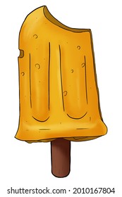 Hand drawn and colored yellow popsicle