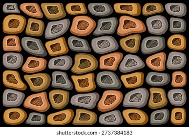 Hand drawn colored zendoodle texture. Stone or wood concept isolated on black background. Vector illustration
