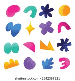 Hand drawn colorful abstract shape set collection