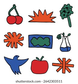 hand drawn colorful abstract shape illustration