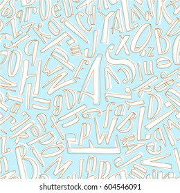 Hand drawn colorful alphabet abstract background. Seamless pattern. Vector illustration.