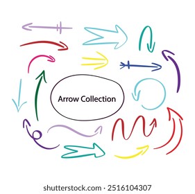 	
Hand drawn Colorful arrow set japanese style, Doodles