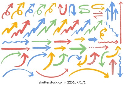 Hand drawn colorful arrow set.Easy-to-use vector data.