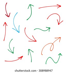 Hand drawn colorful arrows, pointers.